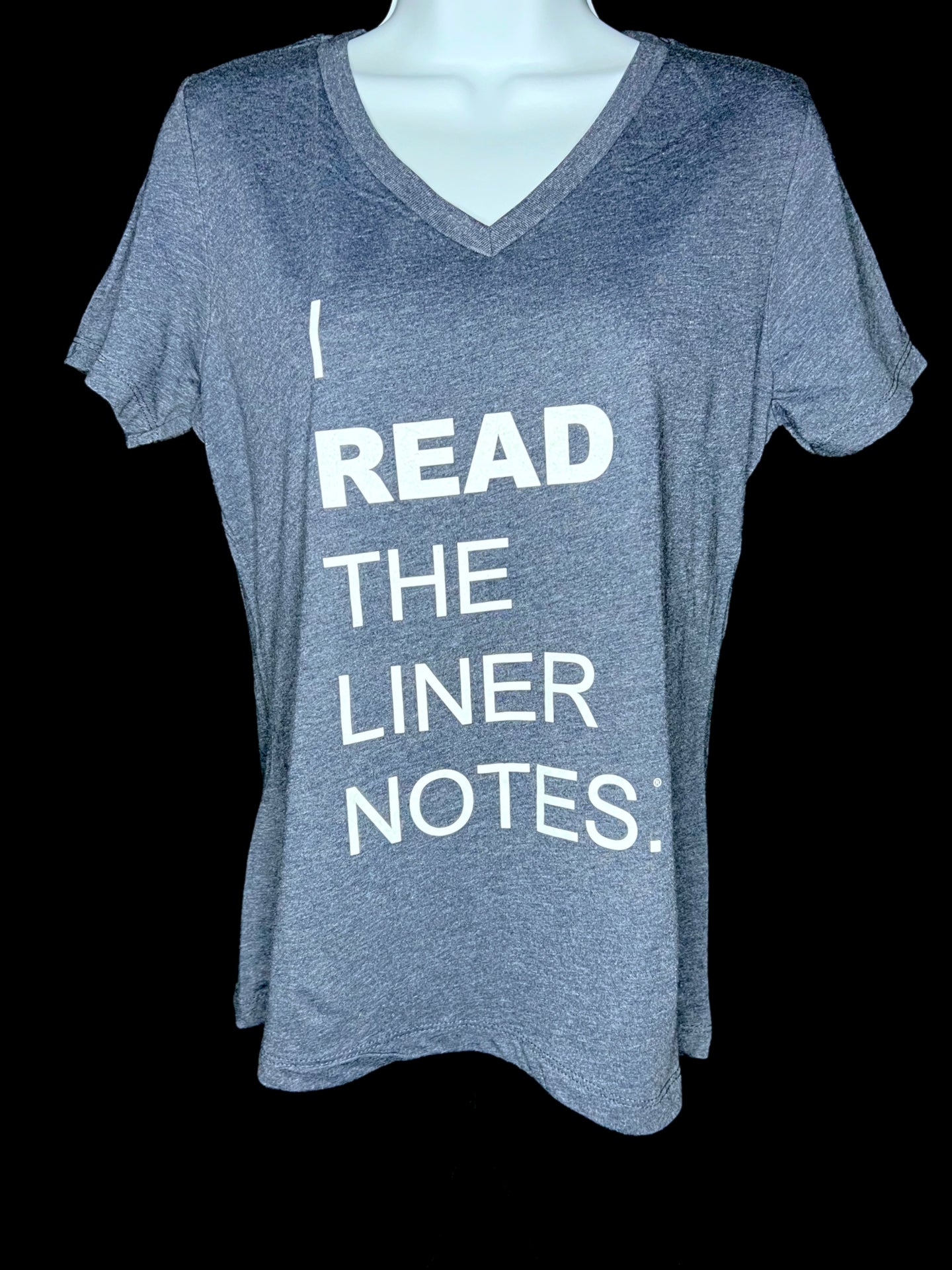 I Read The Liner Notes.® - Heather Navy V-Neck T-Shirt (Women's)